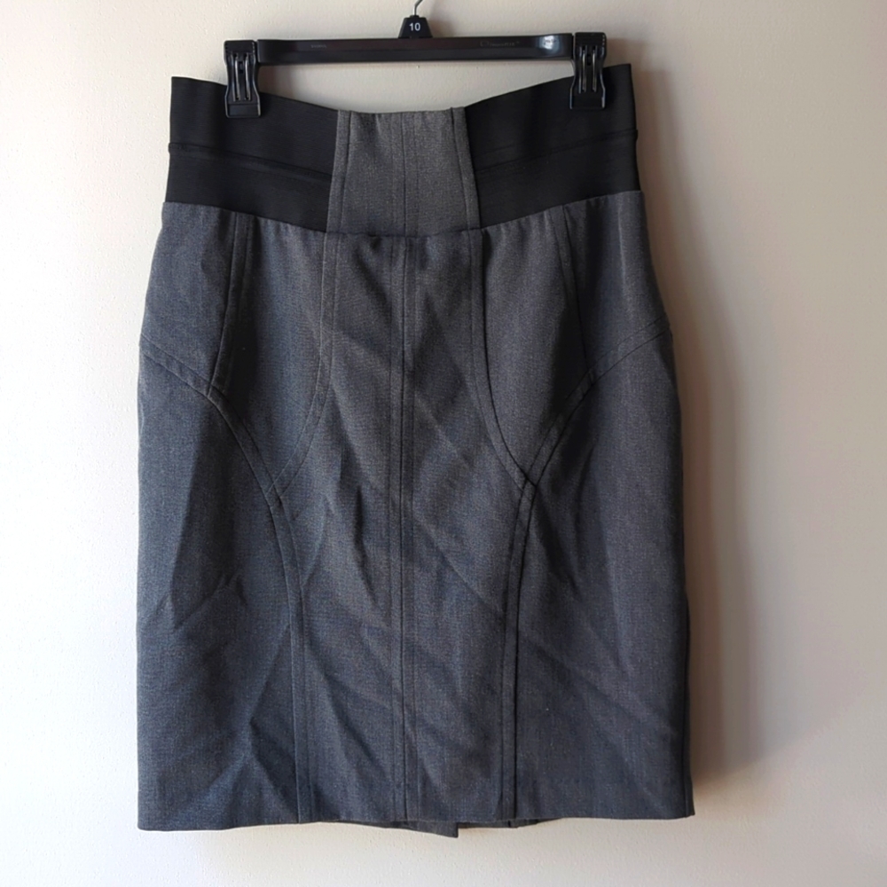 Worthington - gray paneled pencil skirt with wide elastic waistband - size 10